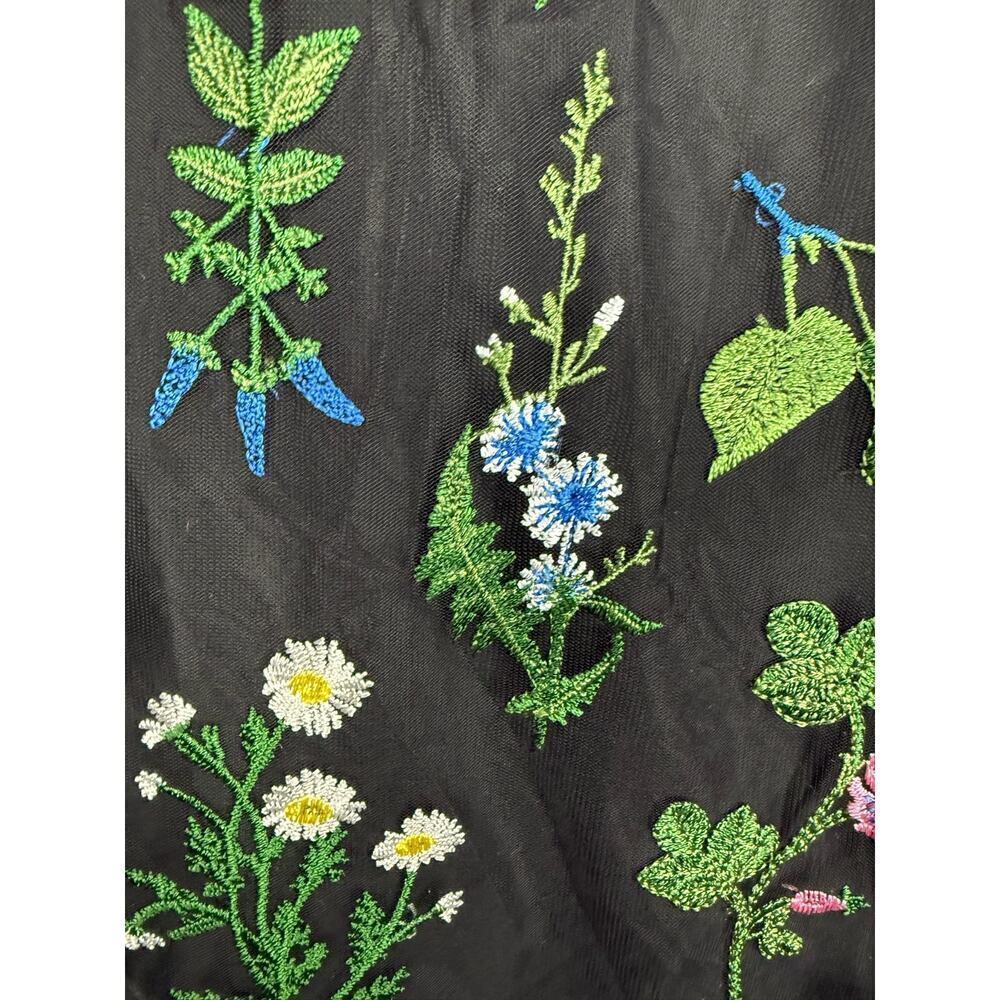 Sam Edelman Botanical Sheer Midi Dress Black with Floral Embroidery Size 0 $168 - Picture 13 of 16